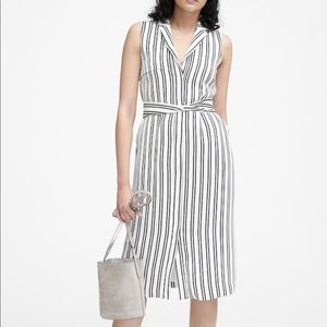 NWT Trench dress, white with black stripes.